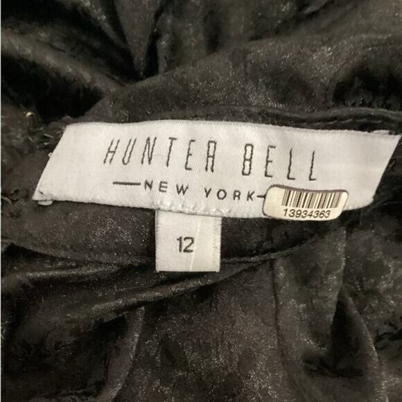Hunter Bell Ariana Ruched Dress In Onyx Black Jacquard Size 12 - Picture 15 of 16